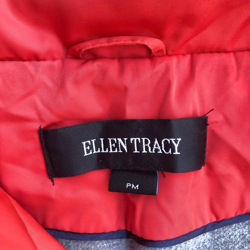 Ellen Tracy Hooded Belted Coral Pink Red Utility Jacket Windbreaker size PM - Picture 2 of 14